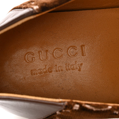 Gucci Velvet GG Monogram Goatskin Mens Horsebit Loafers 8.5 Brown Vintage Cocoa 8 of 11