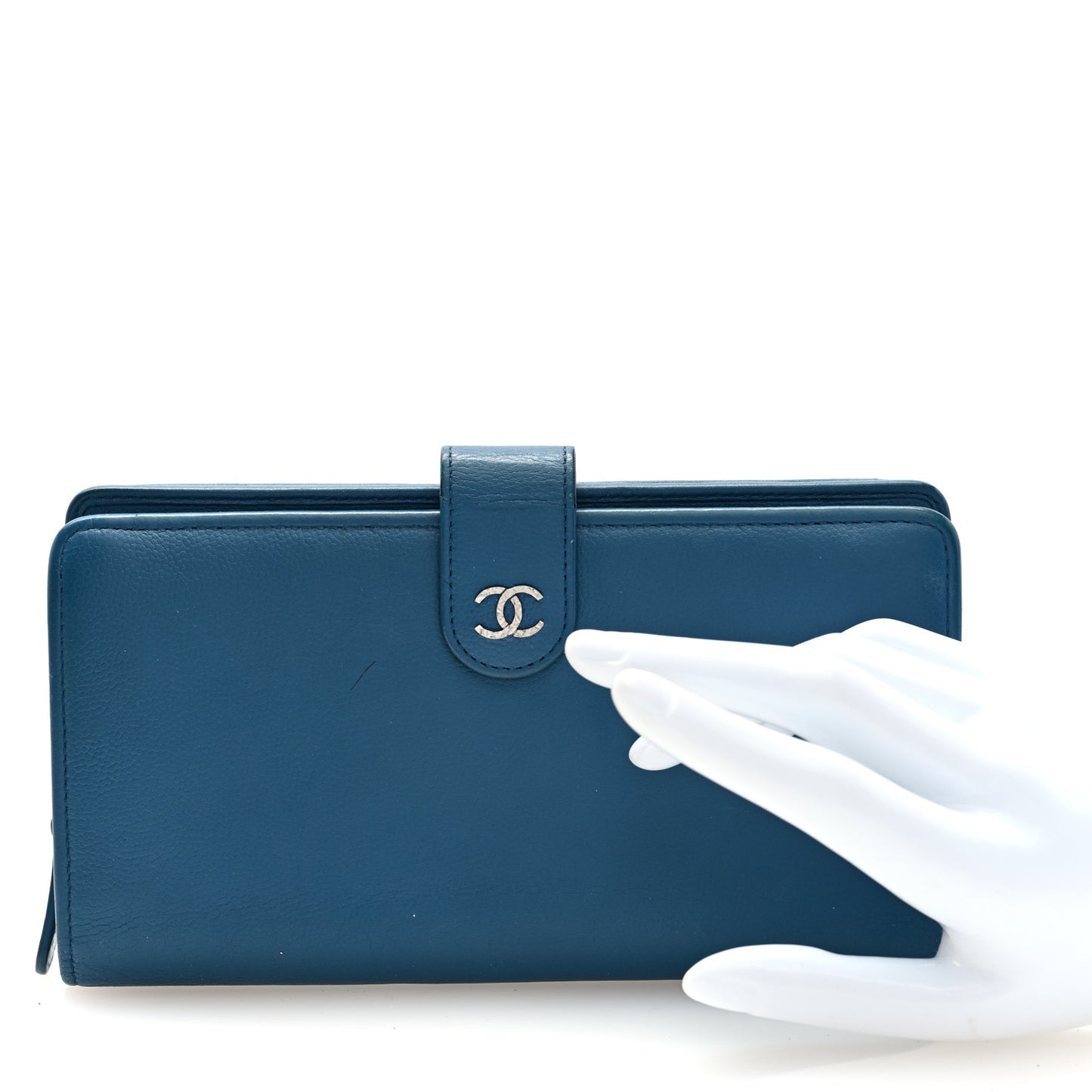 Caviar Sevruga CC Long Flap French Wallet Blue