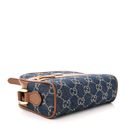 Gucci New Denim GG Monogram Dollar Calfskin Mini Ophidia Shoulder Bag Blue Tea Cuir Epilog 4 of 10