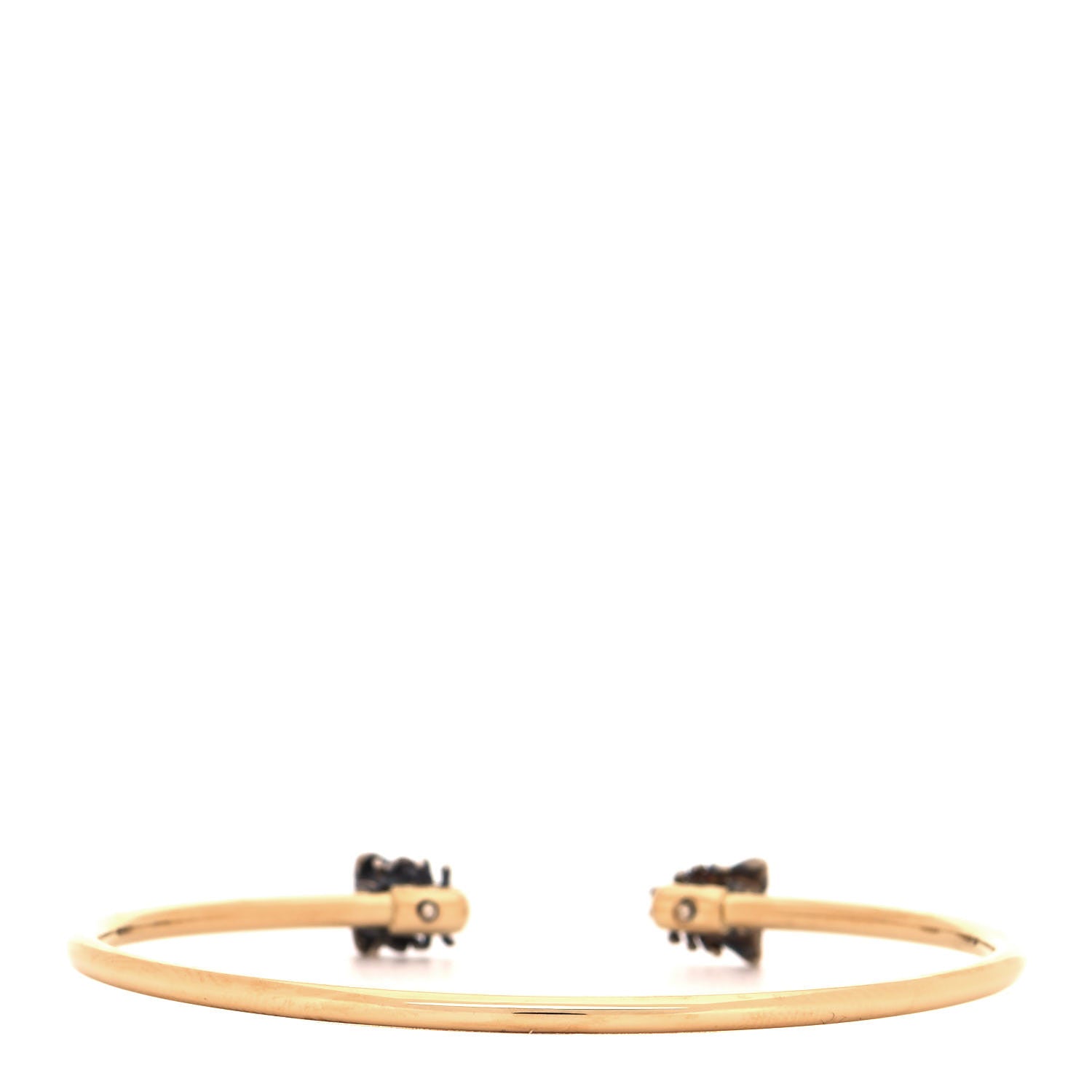 Gucci 18K Yellow Gold Sterling Silver Gray Diamond Le Marche Des Merveilles Bee Cuff Bracelet 3 of 5