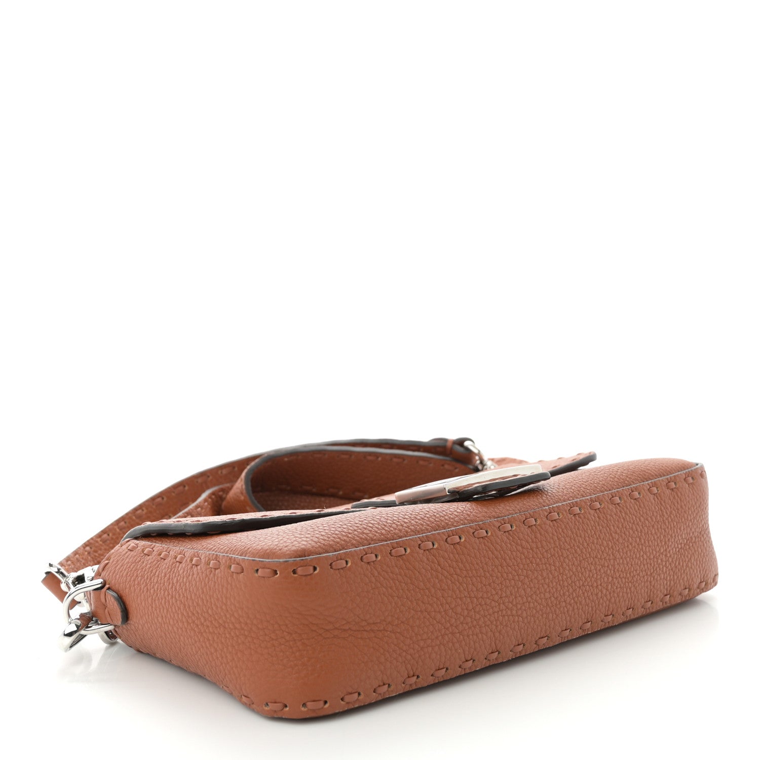 Fendi Cuoio Roma Sellerissima Nappa Sintetica Tape Stitch Baguette Brandy 4 of 11