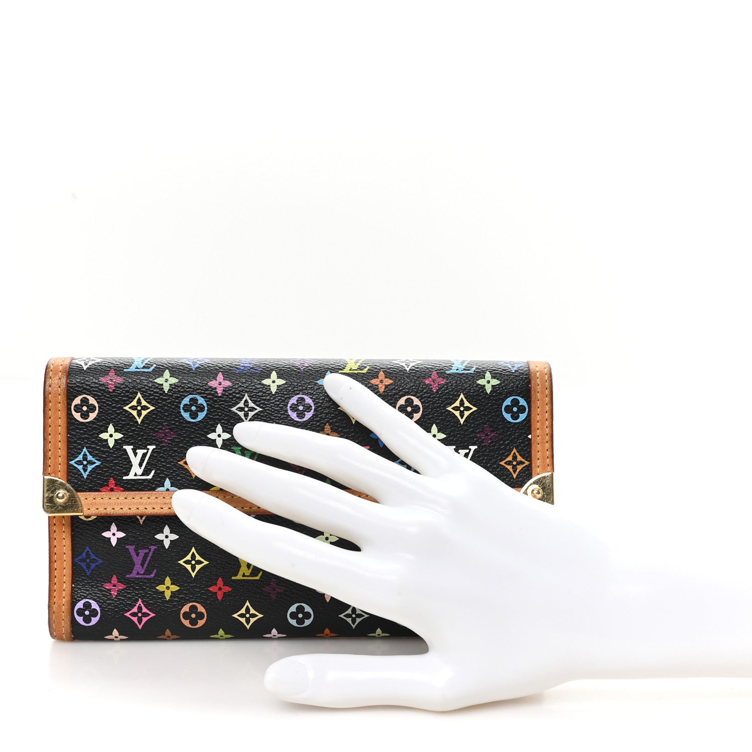 Louis Vuitton Monogram Multicolor Porte Tresor International Wallet Black 2 of 6
