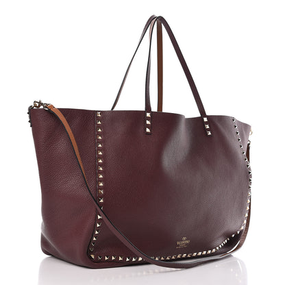 Valentino Garavani Grained Calfskin Large Rockstud Reversible Tote Light Cuir Rubin 5 of 16