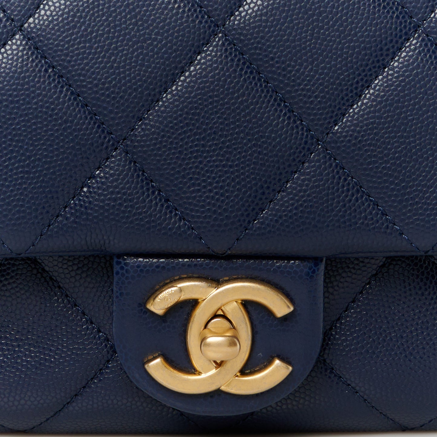 Caviar Quilted Small Twist Your Buttons Flap Blue