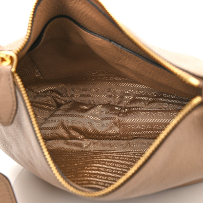 Prada Vitello Phenix Zippered Messenger Hobo Cammeo 5 of 11