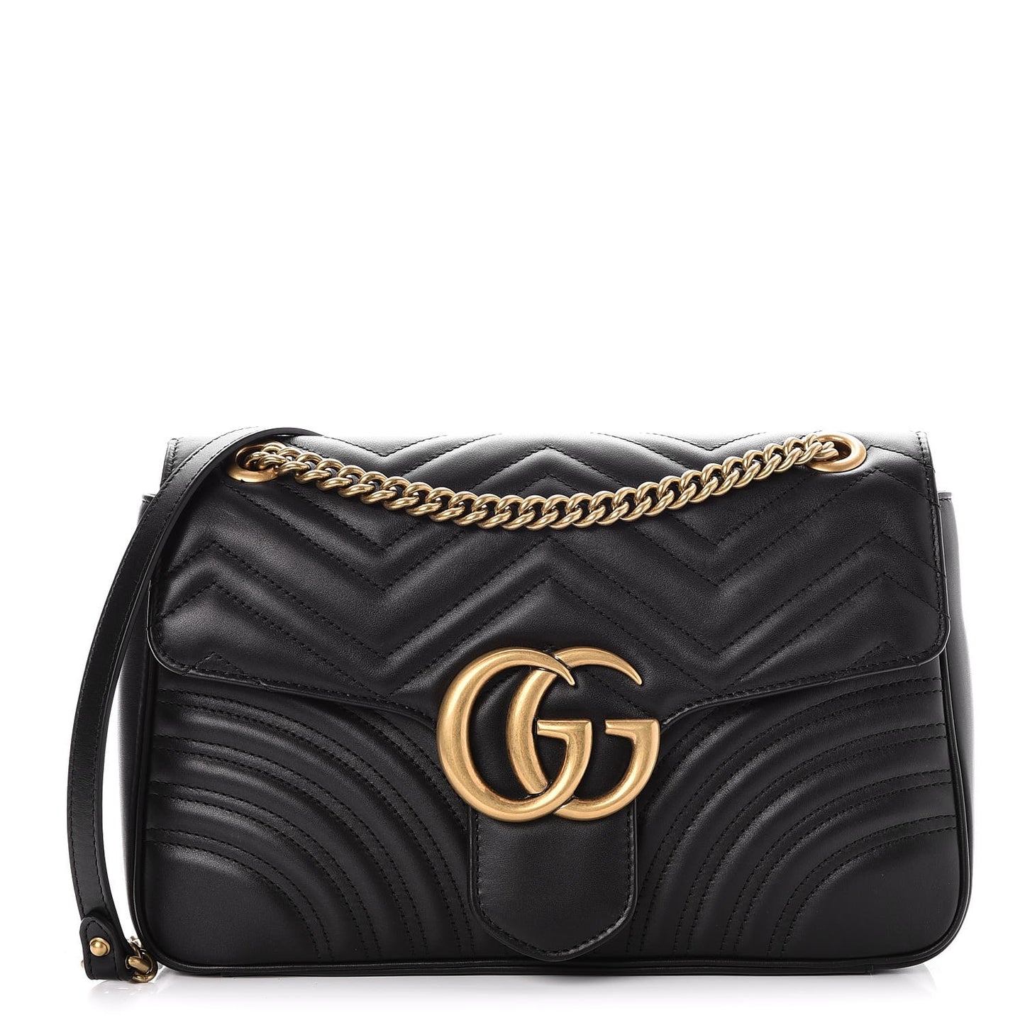 Calfskin Matelasse Medium GG Marmont Shoulder Bag Black