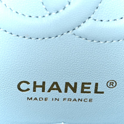 Chanel Iridescent Lambskin Quilted Medium Double Flap Light Blue 6 of 12