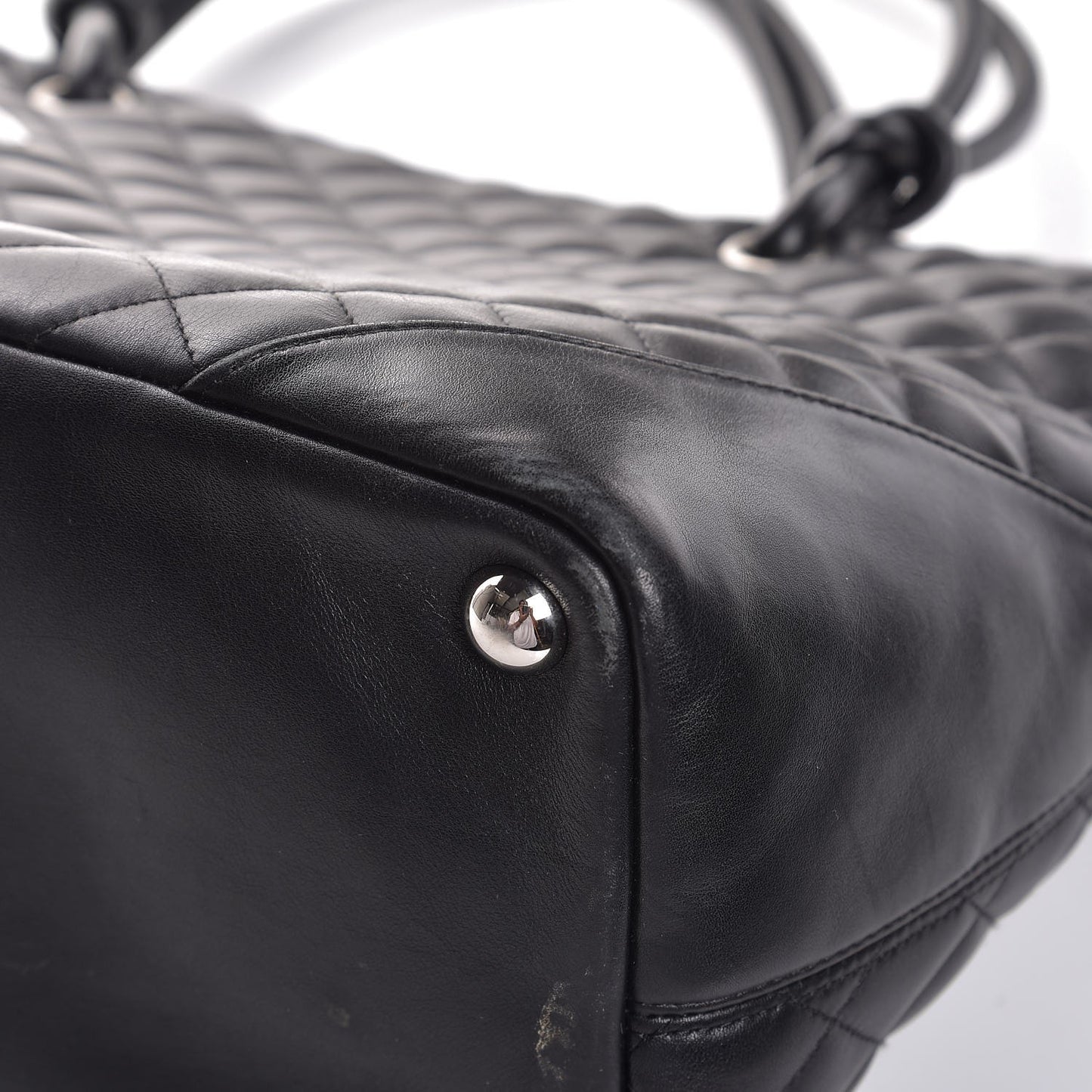 Calfskin Quilted Large Cambon Tote Black White