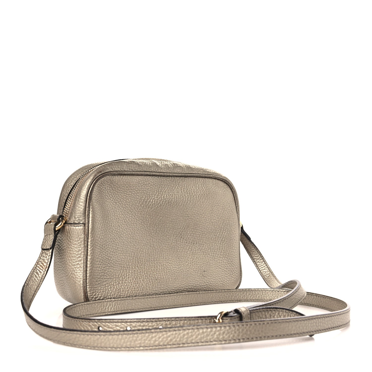 Gucci Metallic Pebbled Calfskin Small Soho Disco Bag Golden Beige 3 of 10