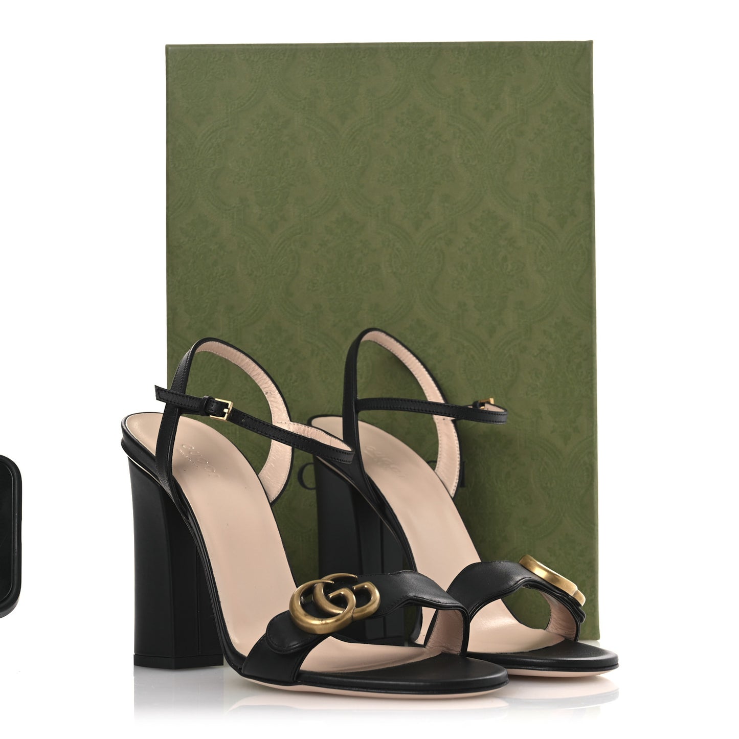 Lifford Calfskin GG Marmont Ankle Wrap 105mm Sandals 39.5 Black