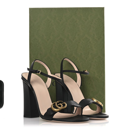 Gucci Lifford Calfskin GG Marmont Ankle Wrap 105mm Sandals 39.5 Black 12 of 12