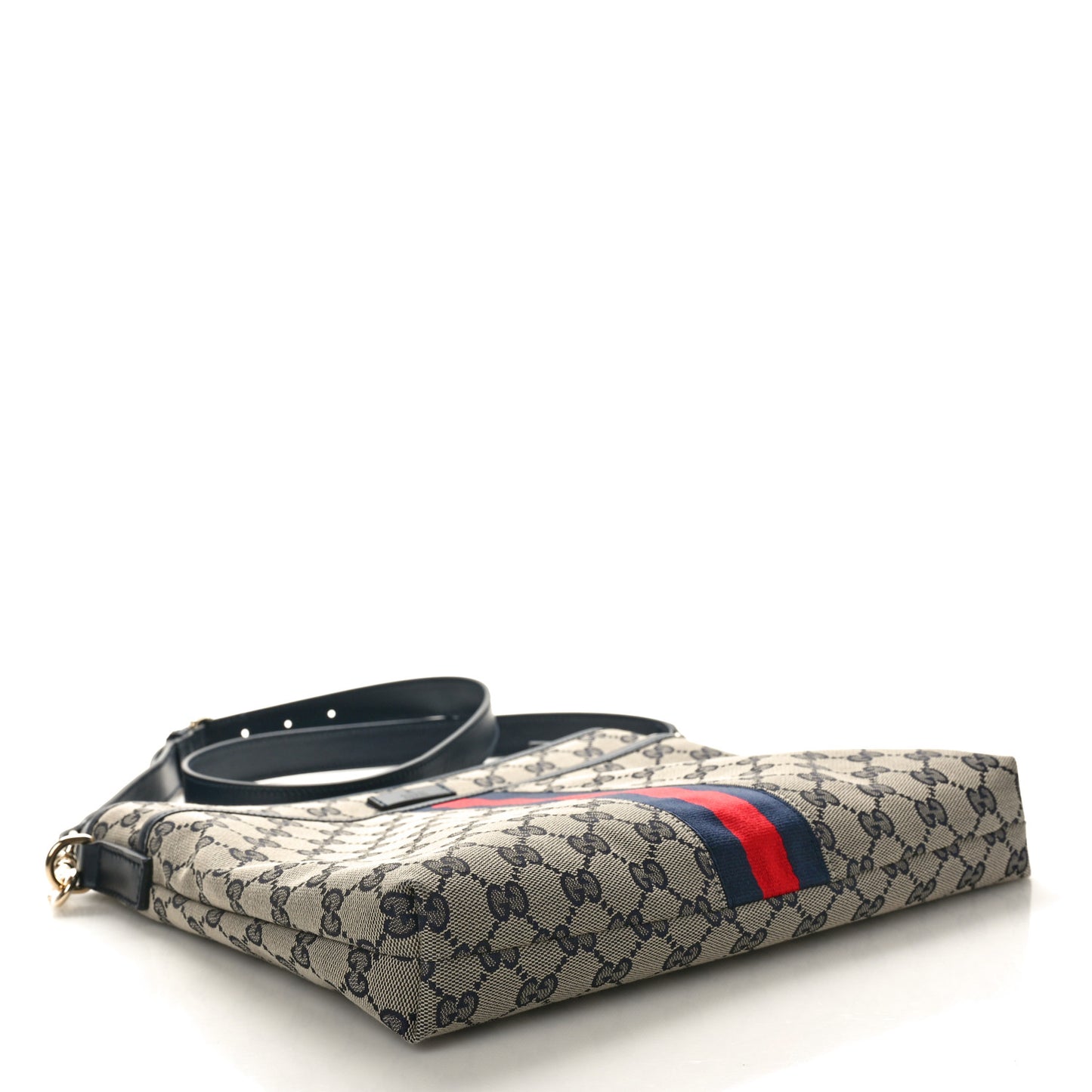 GG Supreme Monogram Web Flat Messenger Bag Navy