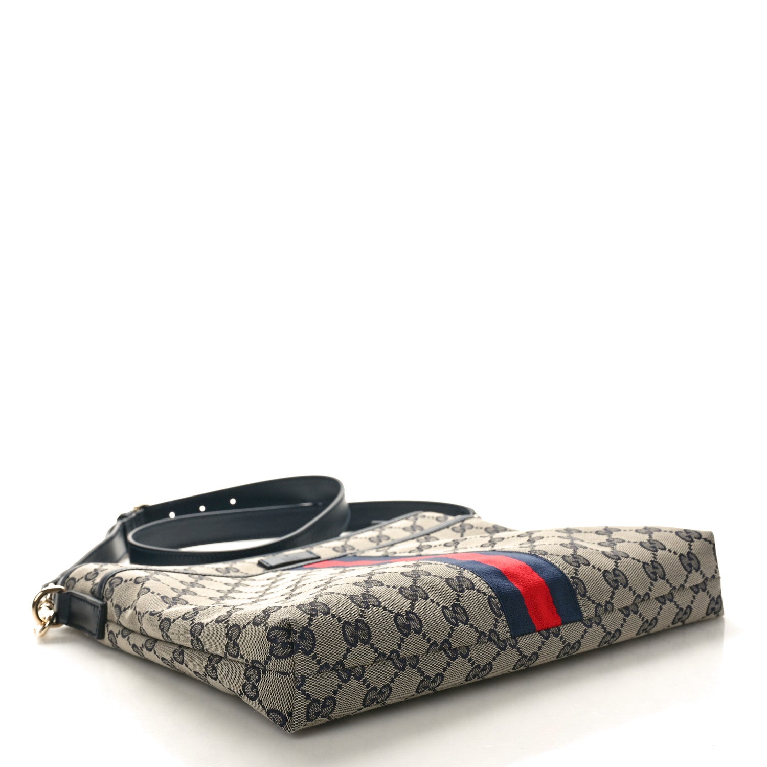 Gucci GG Supreme Monogram Web Flat Messenger Bag Navy 4 of 10