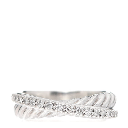 David Yurman Sterling Silver Diamond 5mm Crossover Ring 50 5.25 1 of 6