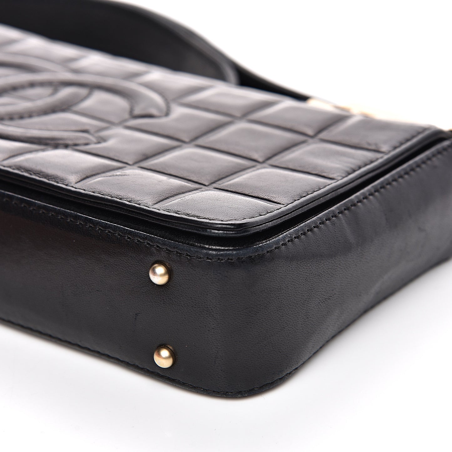 Lambskin Quilted CC Chocolate Bar Flap Black