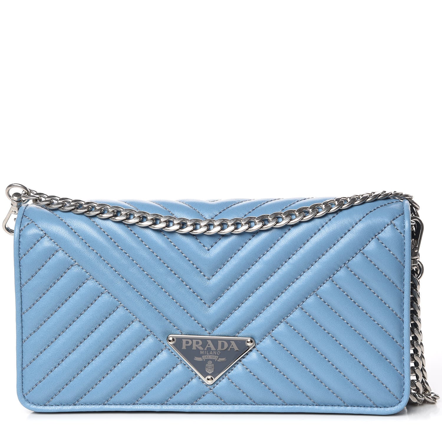 Prada Nappa Mini Impunture Bandoliera Chain Crossbody Bag Astrale 1 of 9