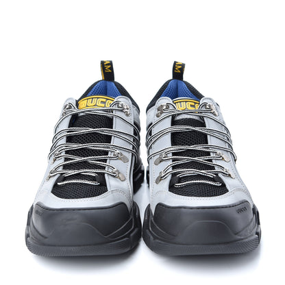 Gucci X SEGA Mesh Technical Canvas Calfskin Reflective Mens Flashtrek Sneakers 10 Silver Black 2 of 10