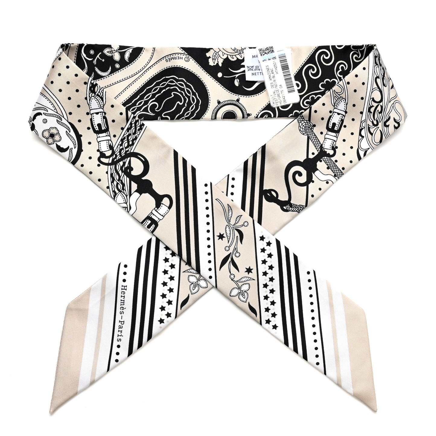 Silk Festival Des Amazones Twilly Grege Black White