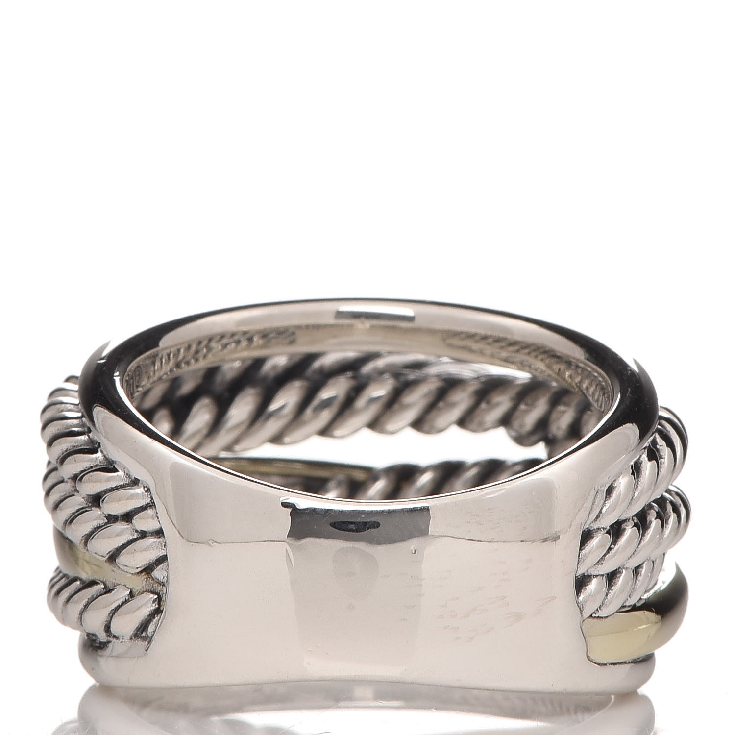 David Yurman Sterling Silver 14K Yellow Gold Narrow Crossover Ring 57 8 4 of 6