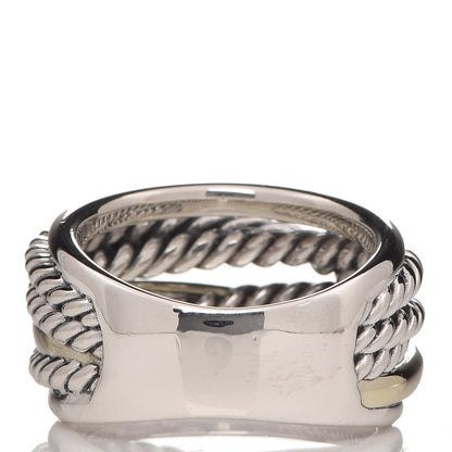 David Yurman Sterling Silver 14K Yellow Gold Narrow Crossover Ring 57 8 4 of 6