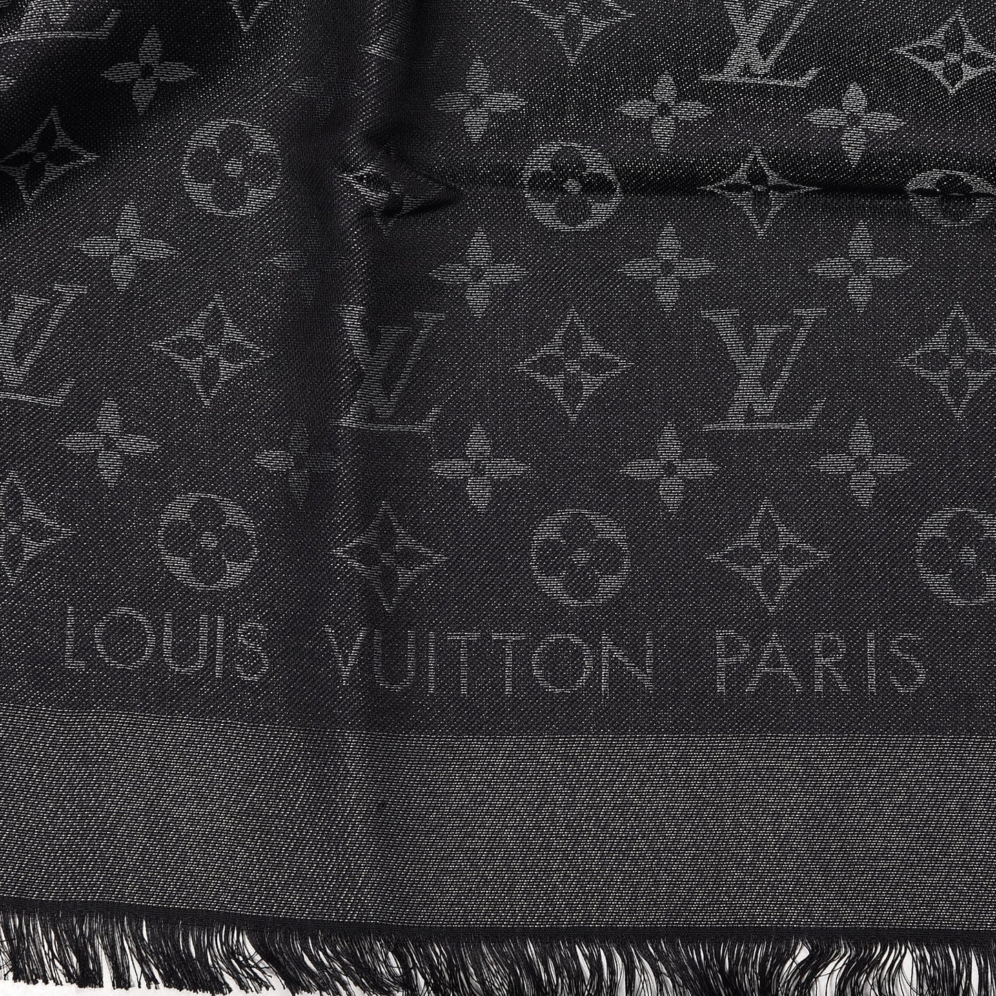Silk Lurex Wool Monogram Shine Shawl Black