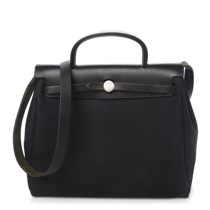 Hermes Toile Vache Calfskin Herbag 30 PM Black 1 of 13