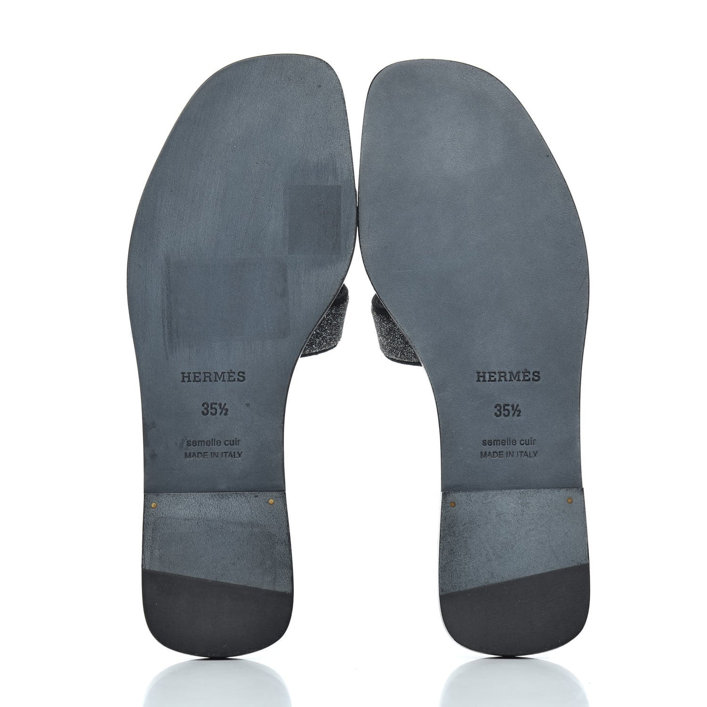 Suede Goatskin Crystal Oran Sandals 35.5 Bleu Gris