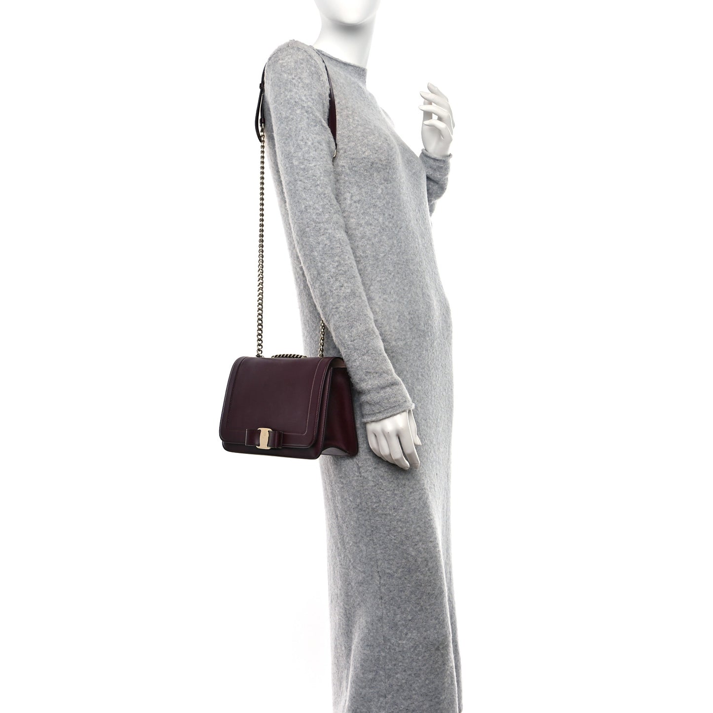 Calfskin Medium Vara Rainbow Crossbody Bag Wine Red Fiocco