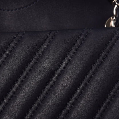 Chanel Lambskin Chevron Double Stitch Medium Single Flap Navy 10 of 10