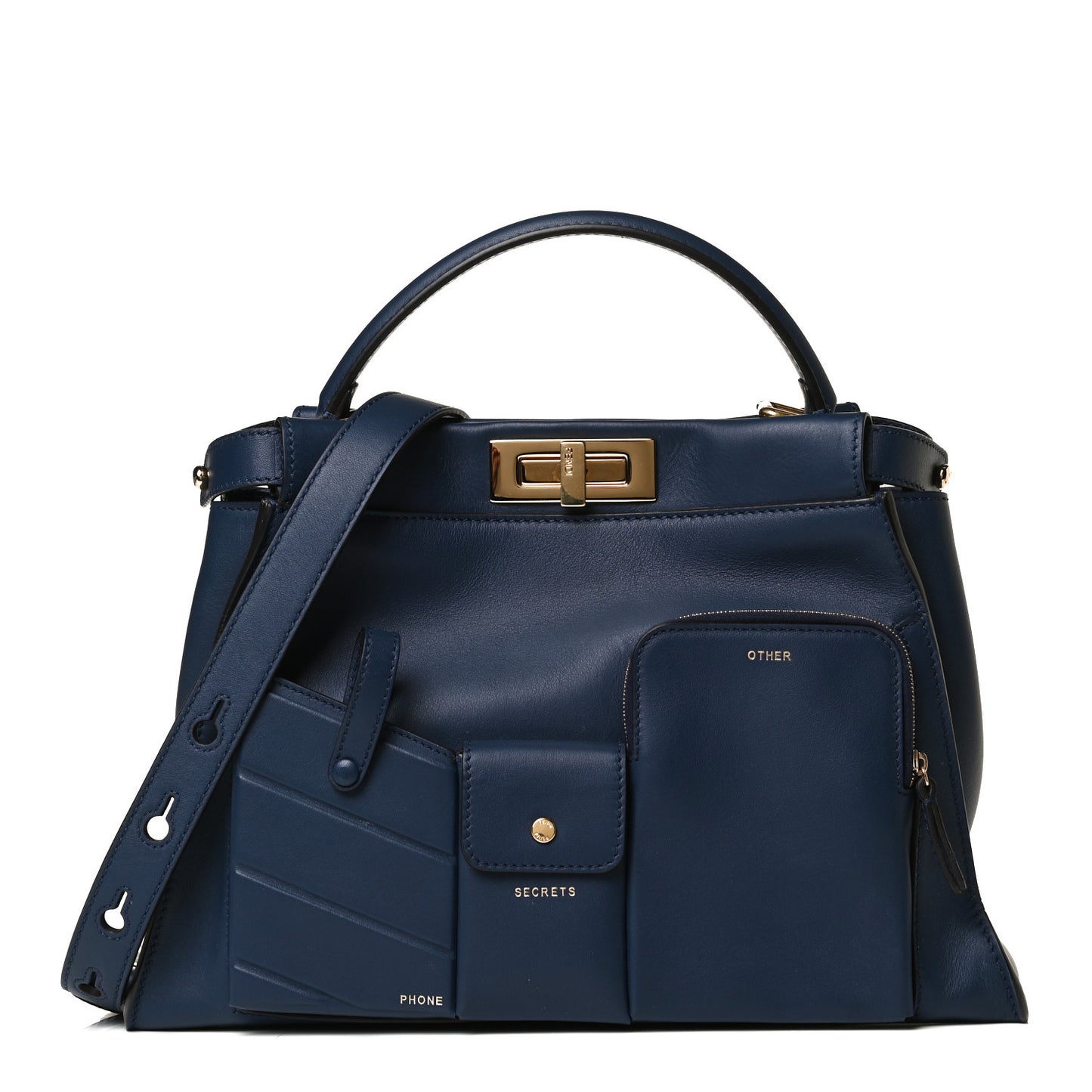 Vitello Seta Shiny Nappa Medium 3 Pocket Peekaboo Iconic Satchel Blueberry