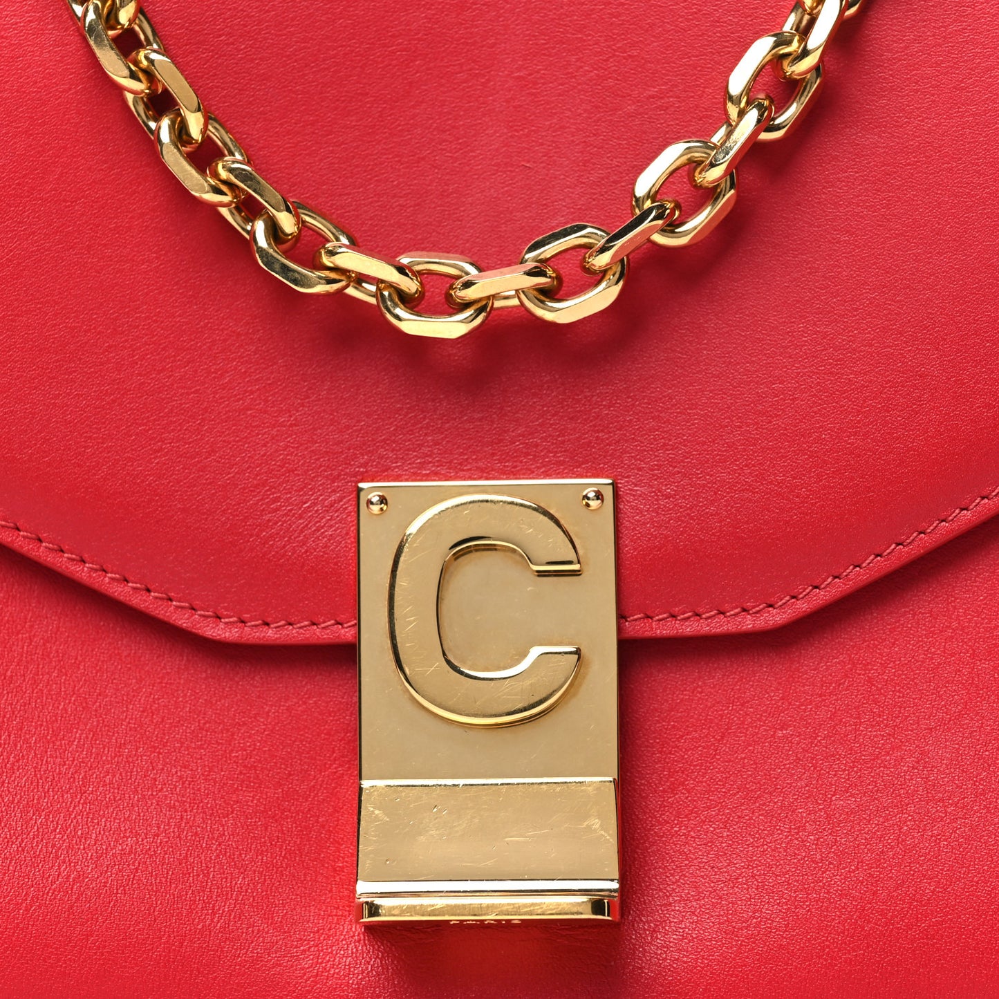 Shiny Calfskin Small C Bag Red