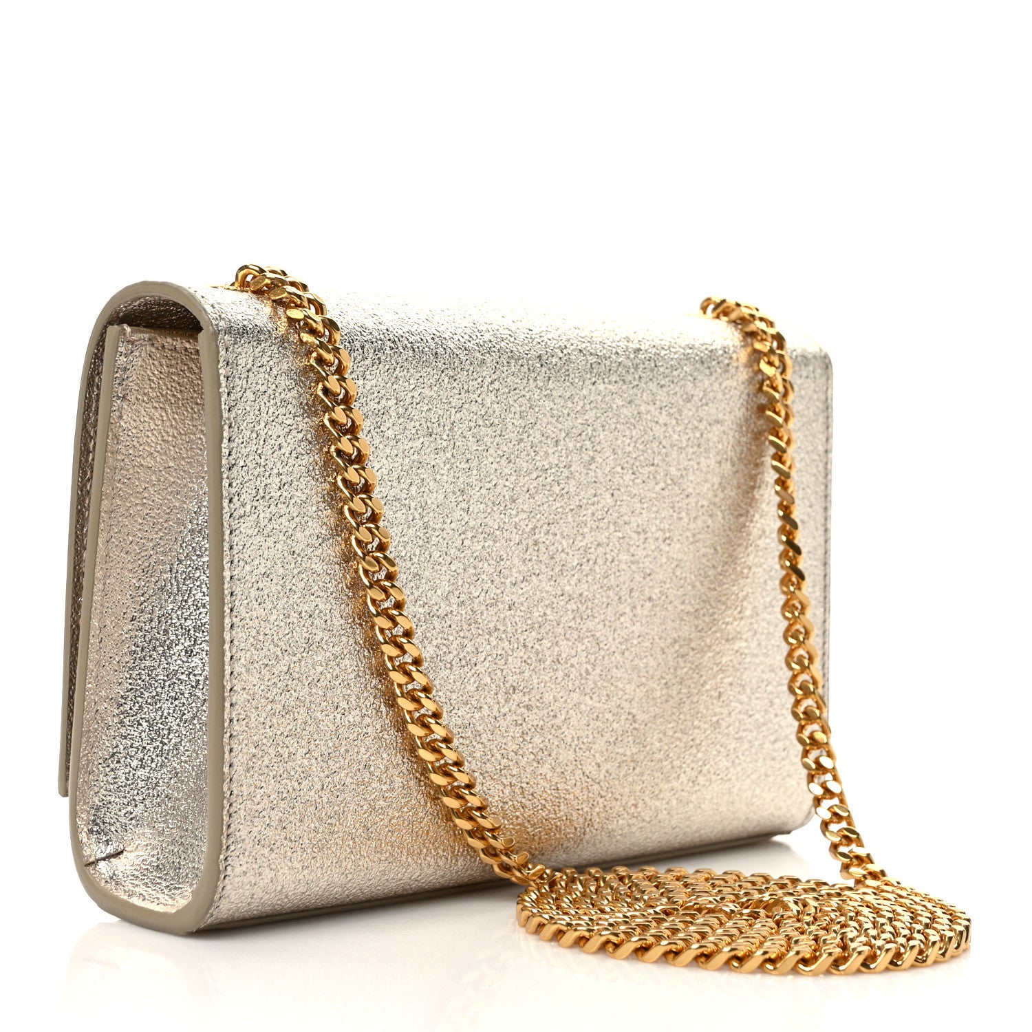 Saint Laurent Metallic Calfskin Small Classic Monogram Kate Satchel Gold 3 of 9