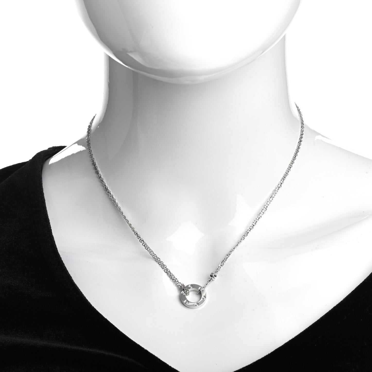 18K White Gold 2 Diamond LOVE Necklace