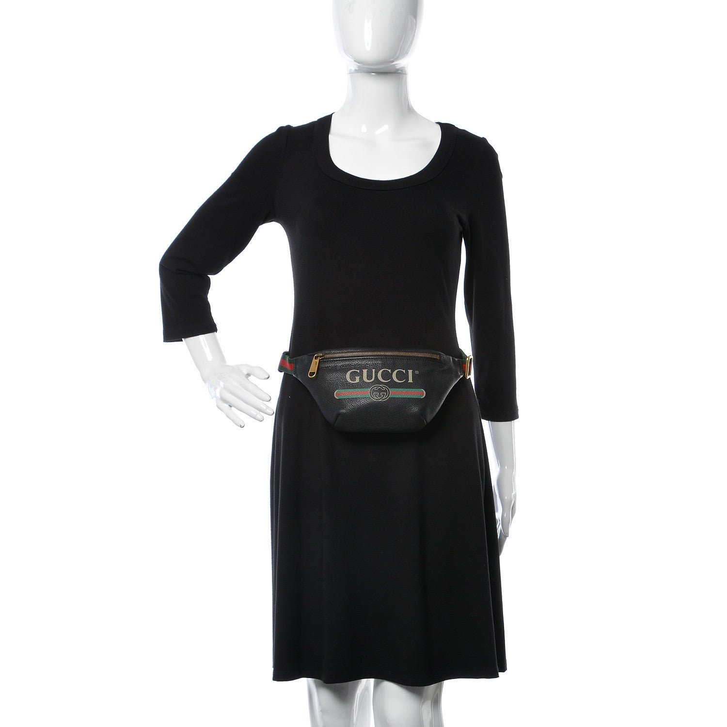 Gucci Grained Calfskin Small Logo Belt Bag Black 2 of 10