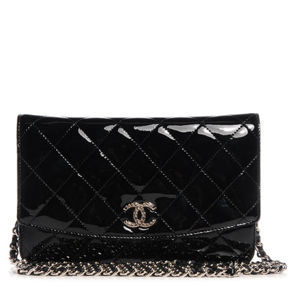 Chanel Patent Quilted Brilliant Wallet On Chain WOC Black 1 of 8