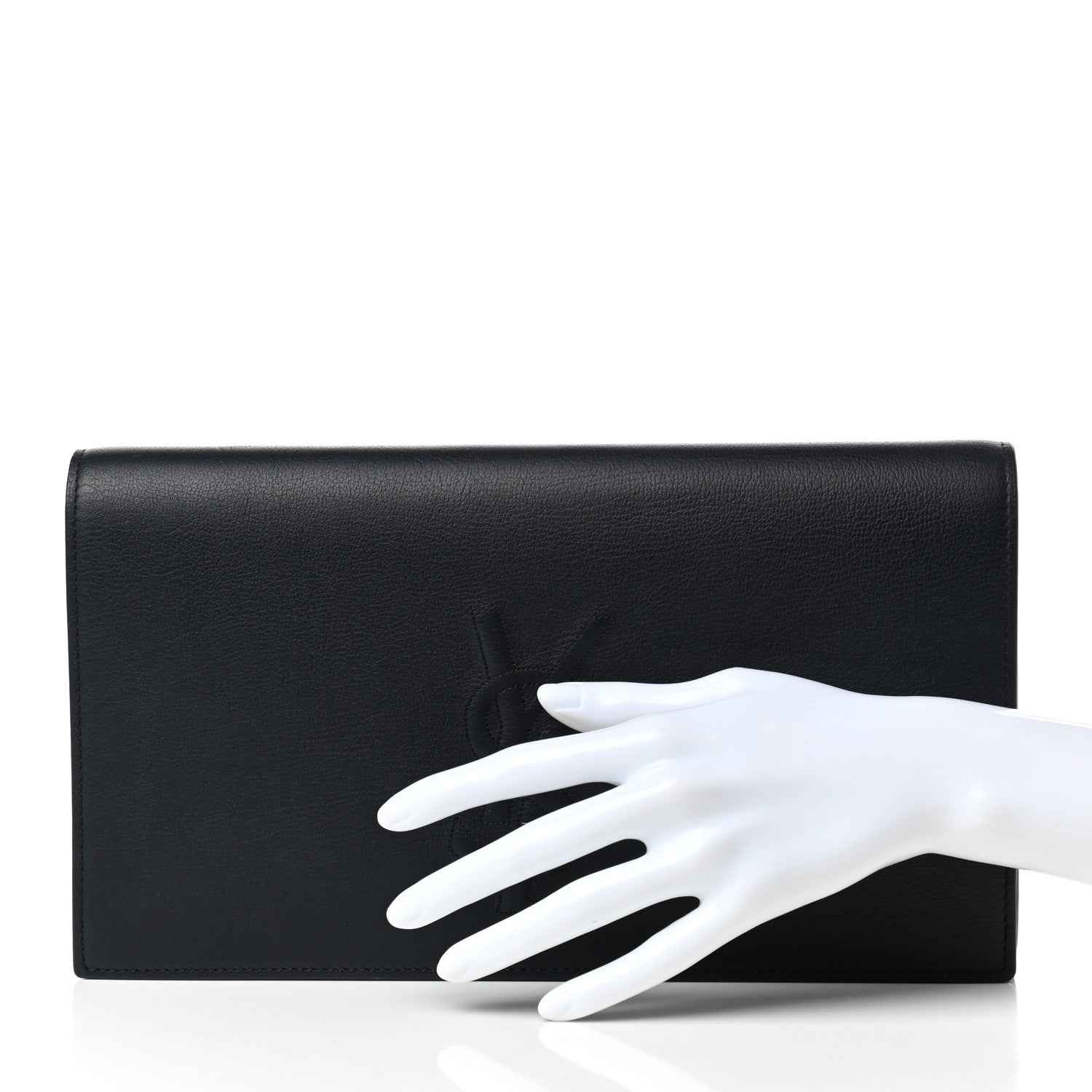 Saint Laurent Calfskin Monogram Large Belle De Jour Clutch Navy 2 of 8