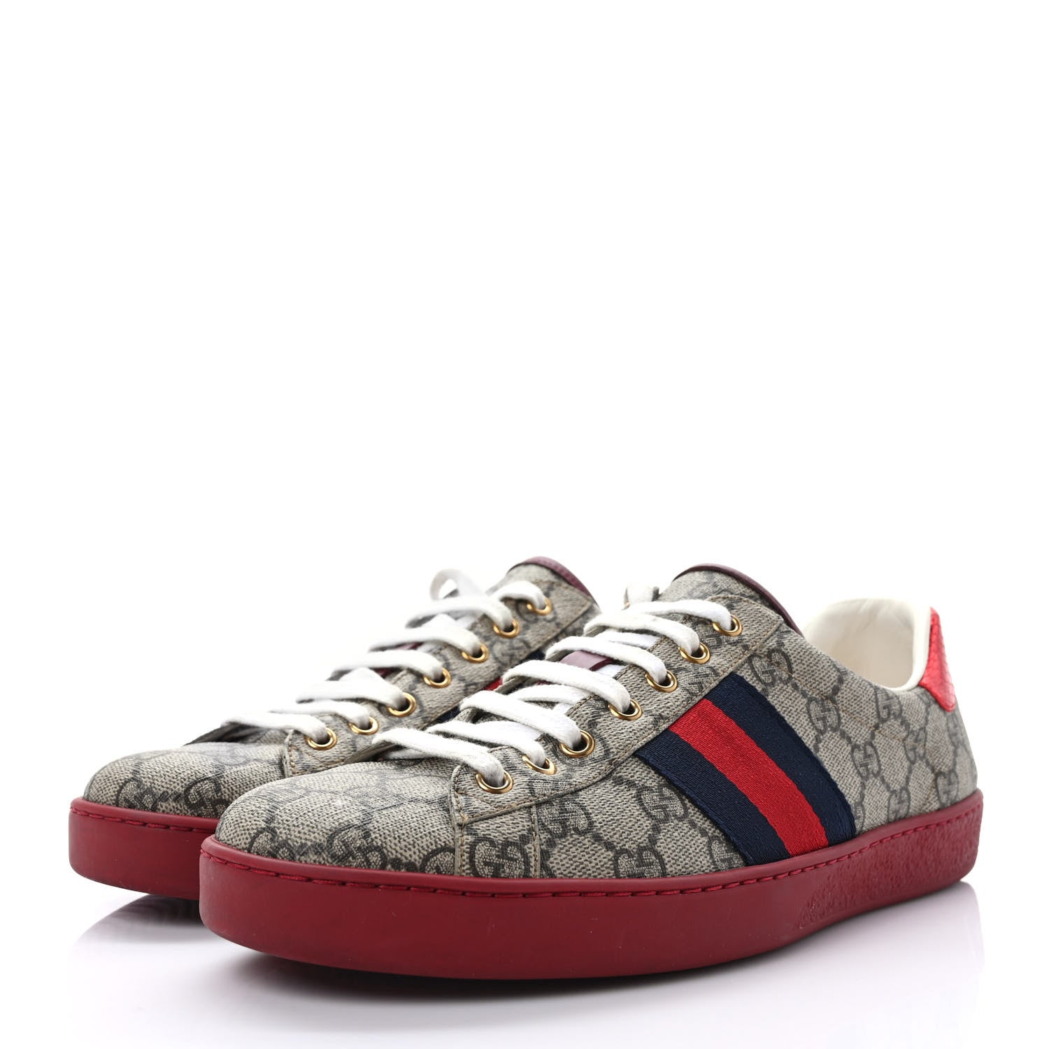 Gucci GG Supreme Monogram Ayers Mens New Ace Low-Top Sneaker 9.5 Blue Red 3 of 9