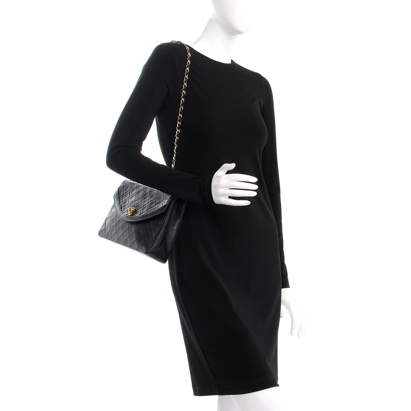 Lambskin Quilted Medium Single Flap Black