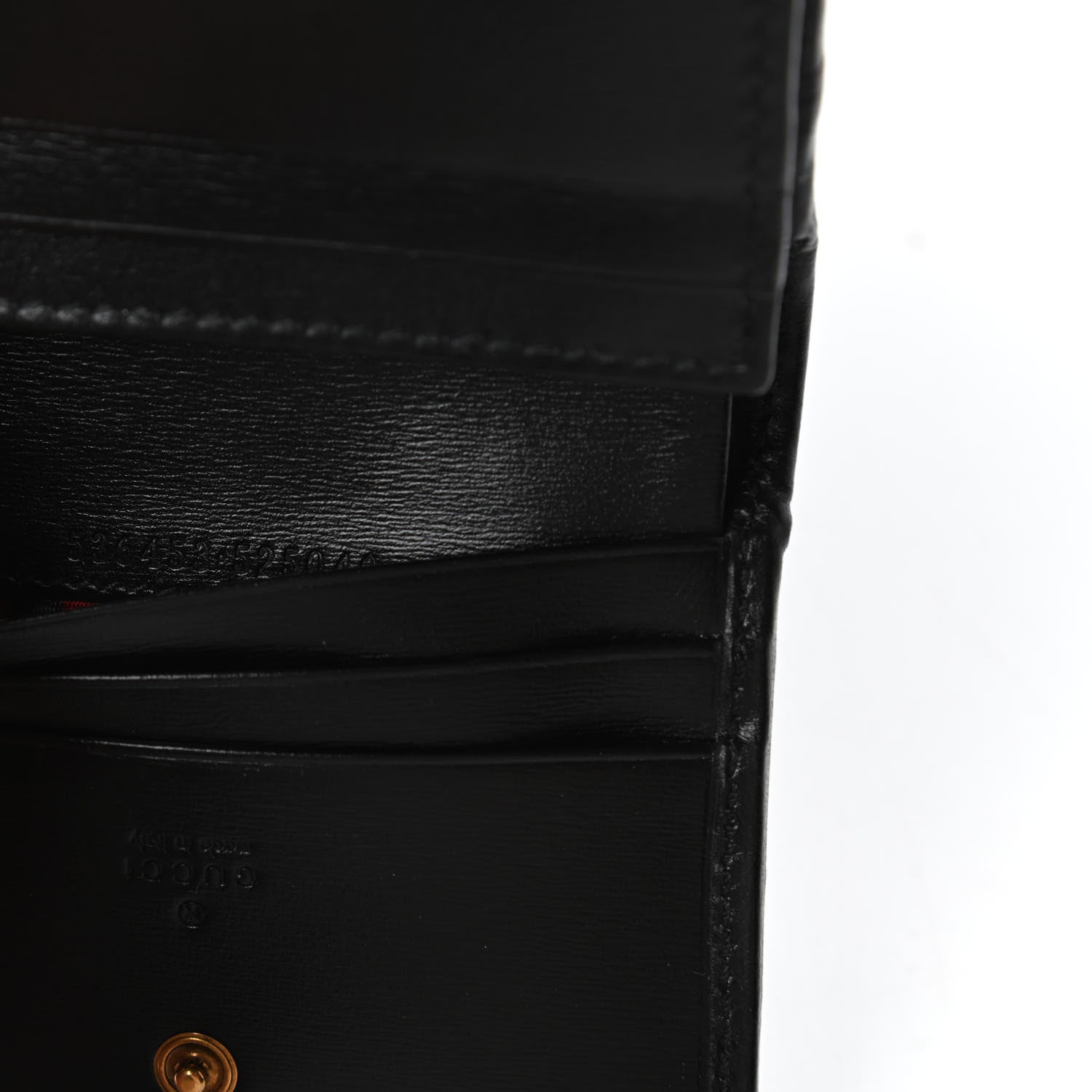 Gucci Calfskin Web Trapuntata GG Marmont Card Case Wallet Black 9 of 11