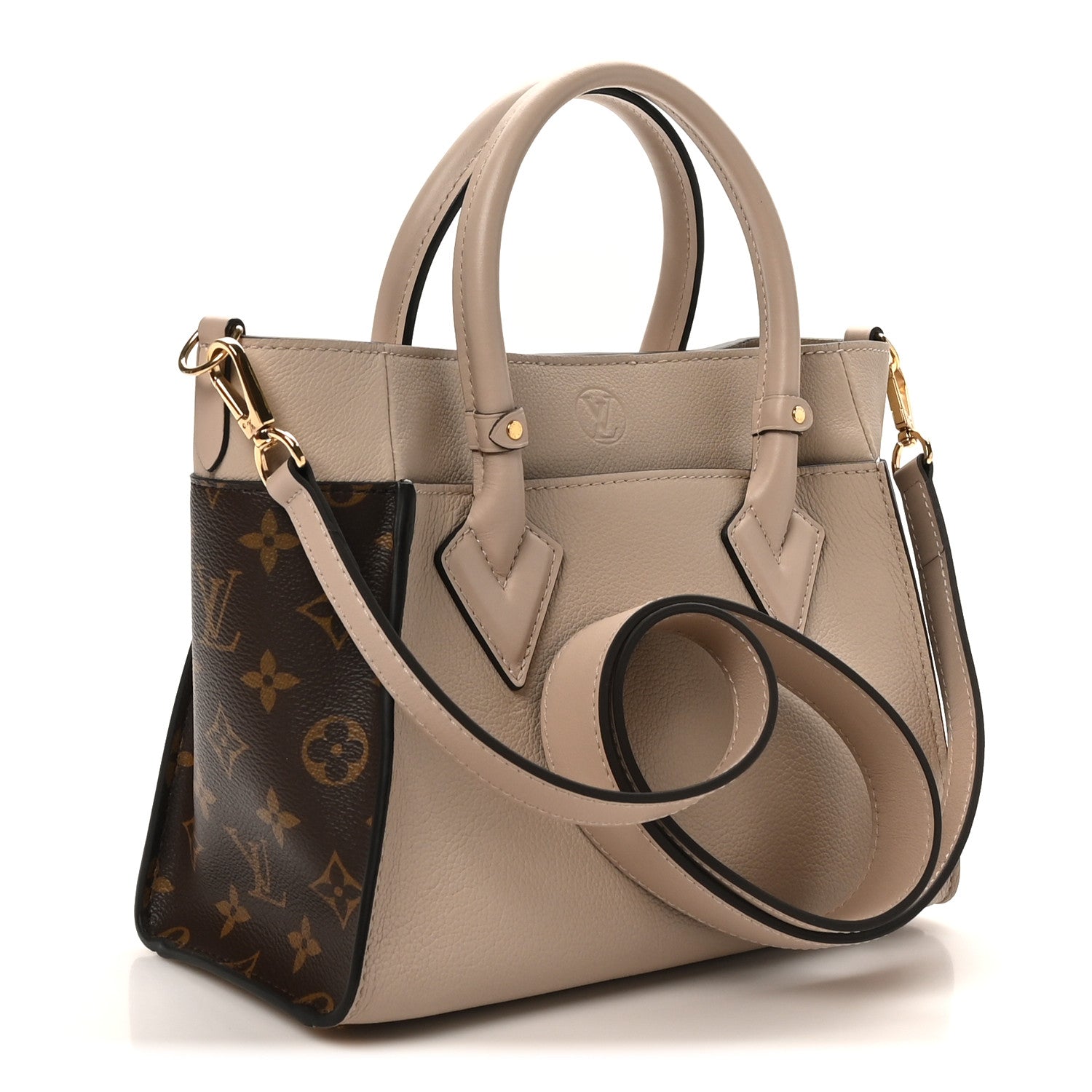 Louis Vuitton Calfskin Monogram On My Side PM Greige 3 of 9