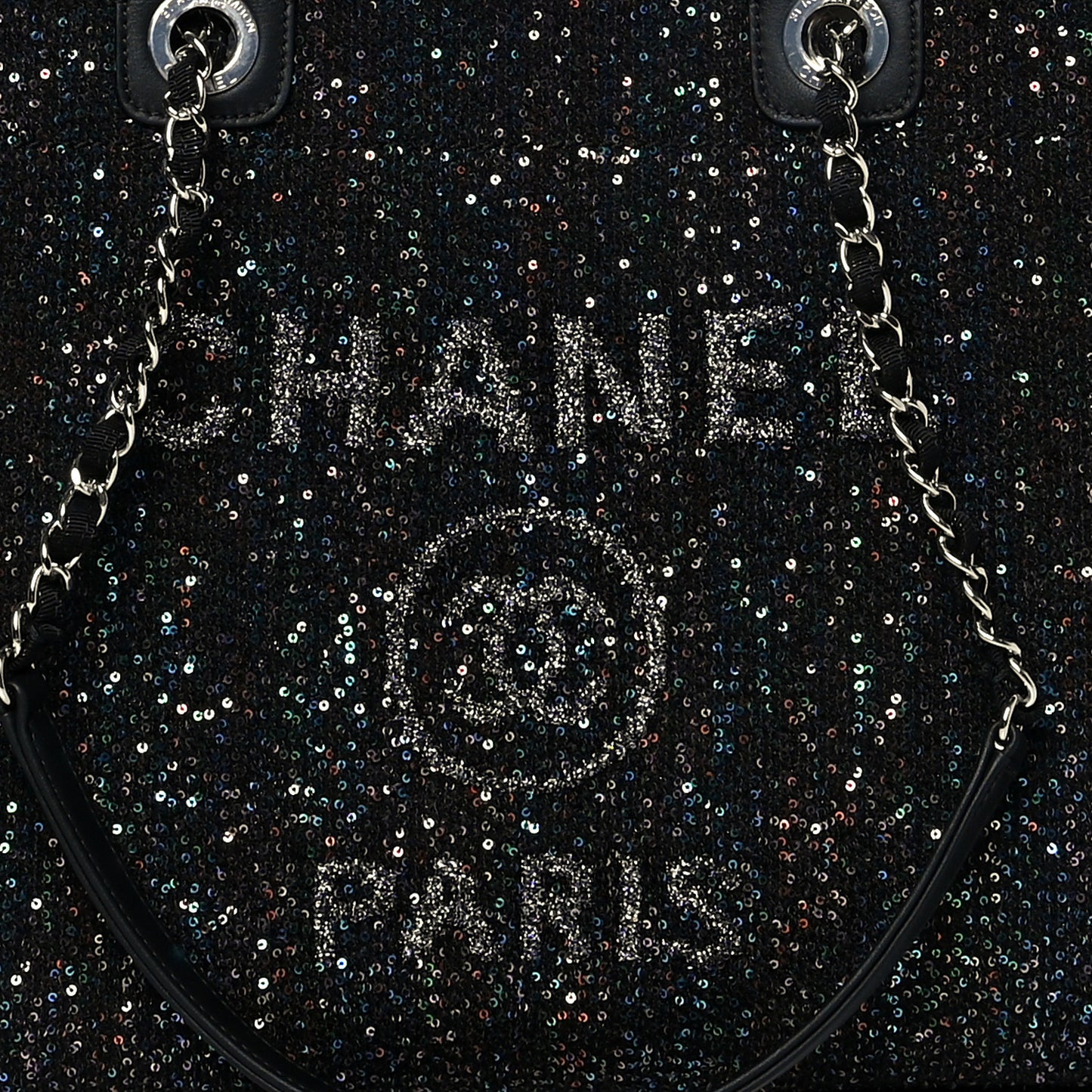 Calfskin Sequin Small Deauville Tote Black