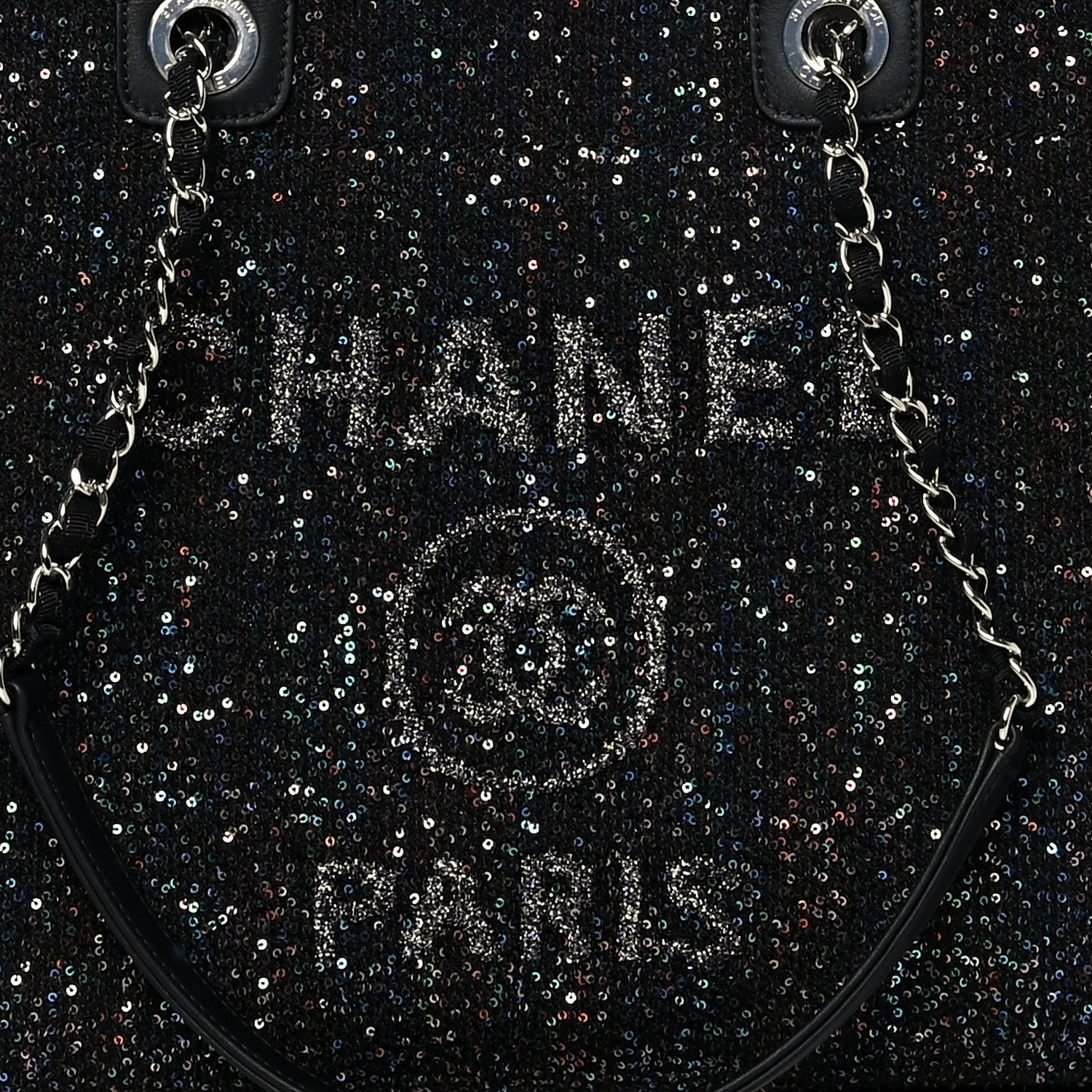 Chanel Calfskin Sequin Small Deauville Tote Black 8 of 10