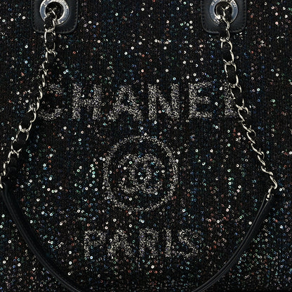Chanel Calfskin Sequin Small Deauville Tote Black 8 of 10