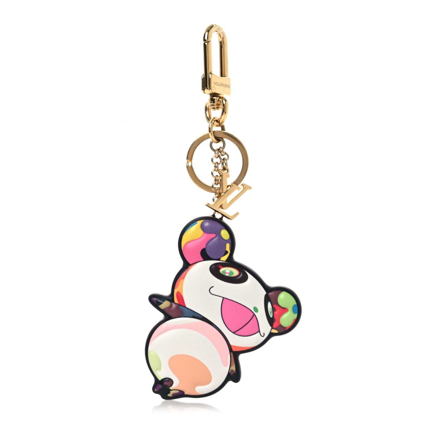 LV x TM Cowhide Monogram Superflat Panda Key Ring Bag Charm Multicolor