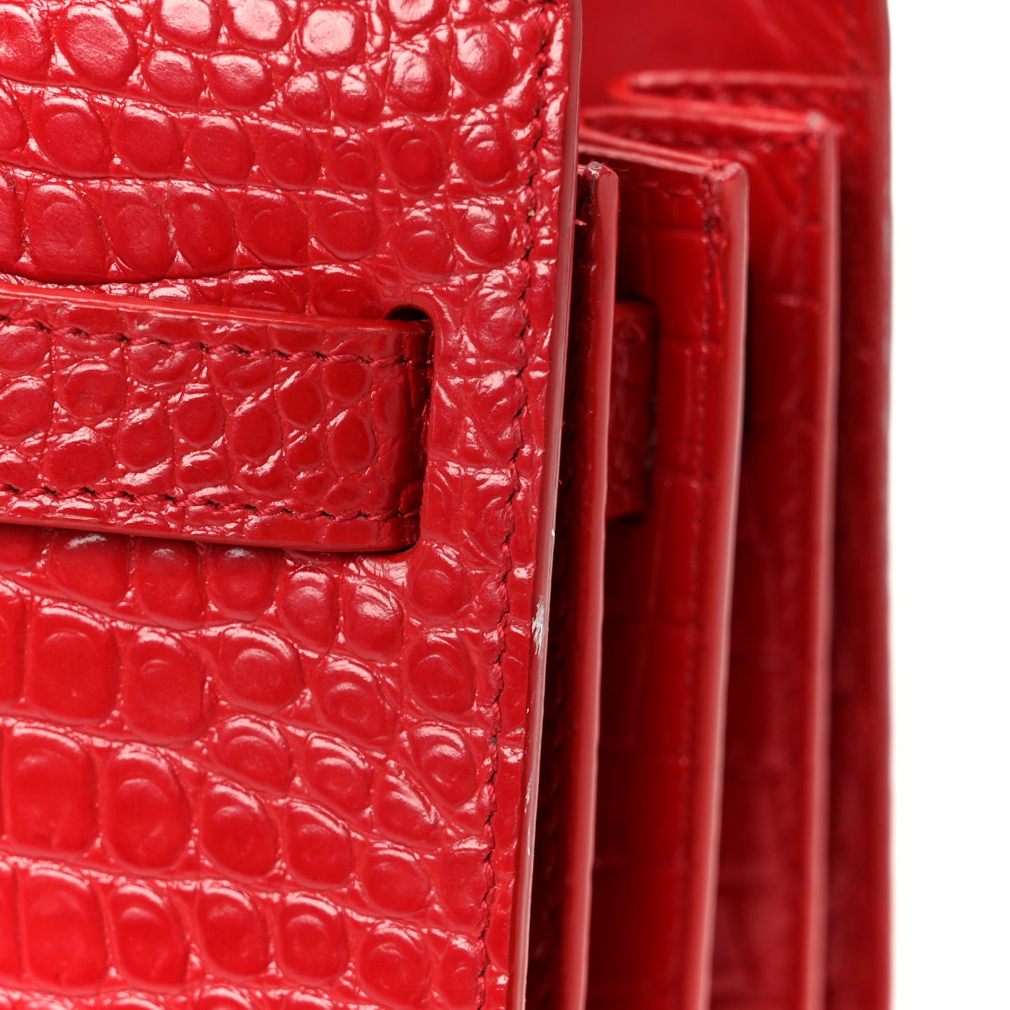 Calfskin Crocodile Embossed Nano Sac De Jour Red
