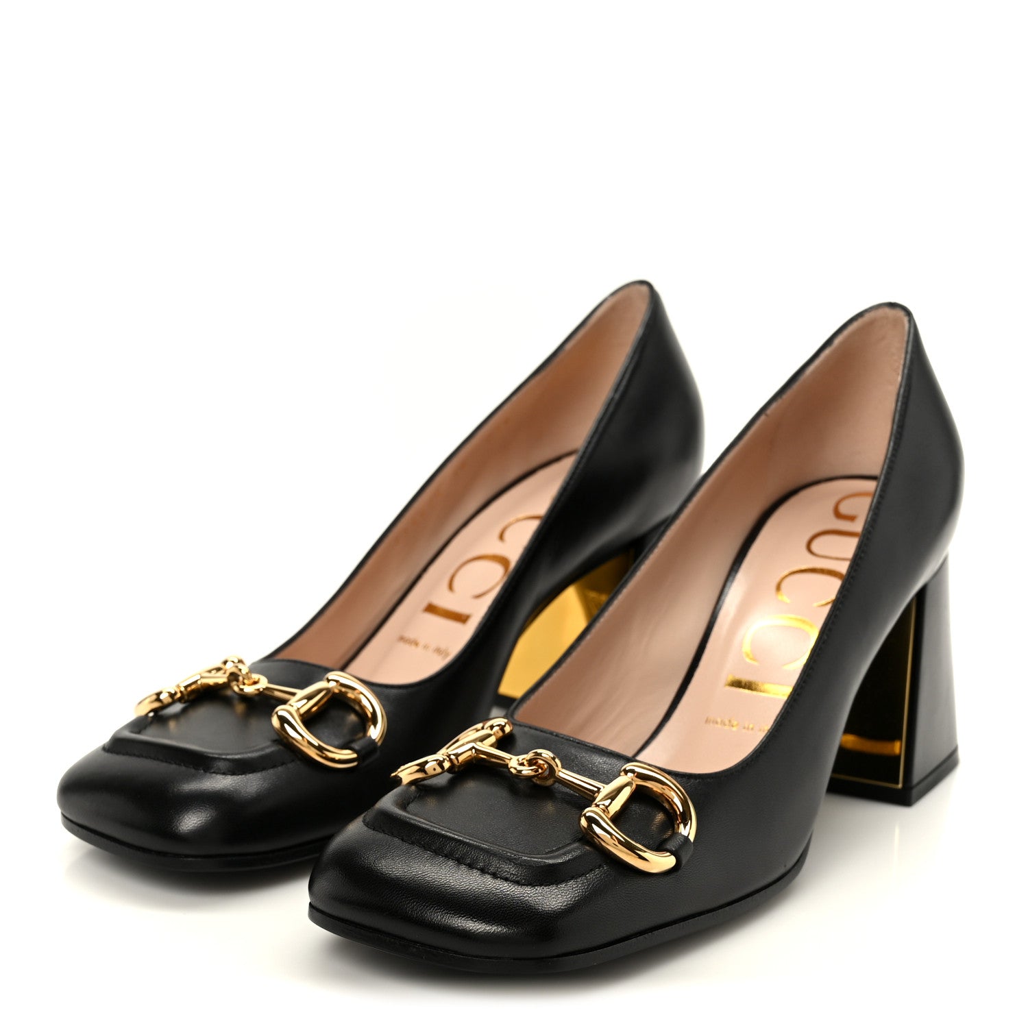【美品】GUCCI Malaga マーモント　リボン　スパイク　ヒール　パンプス Gucci Malaga Kid Horsebit 75mm Pumps 38 Black 1865992 – FASHIONPHILE