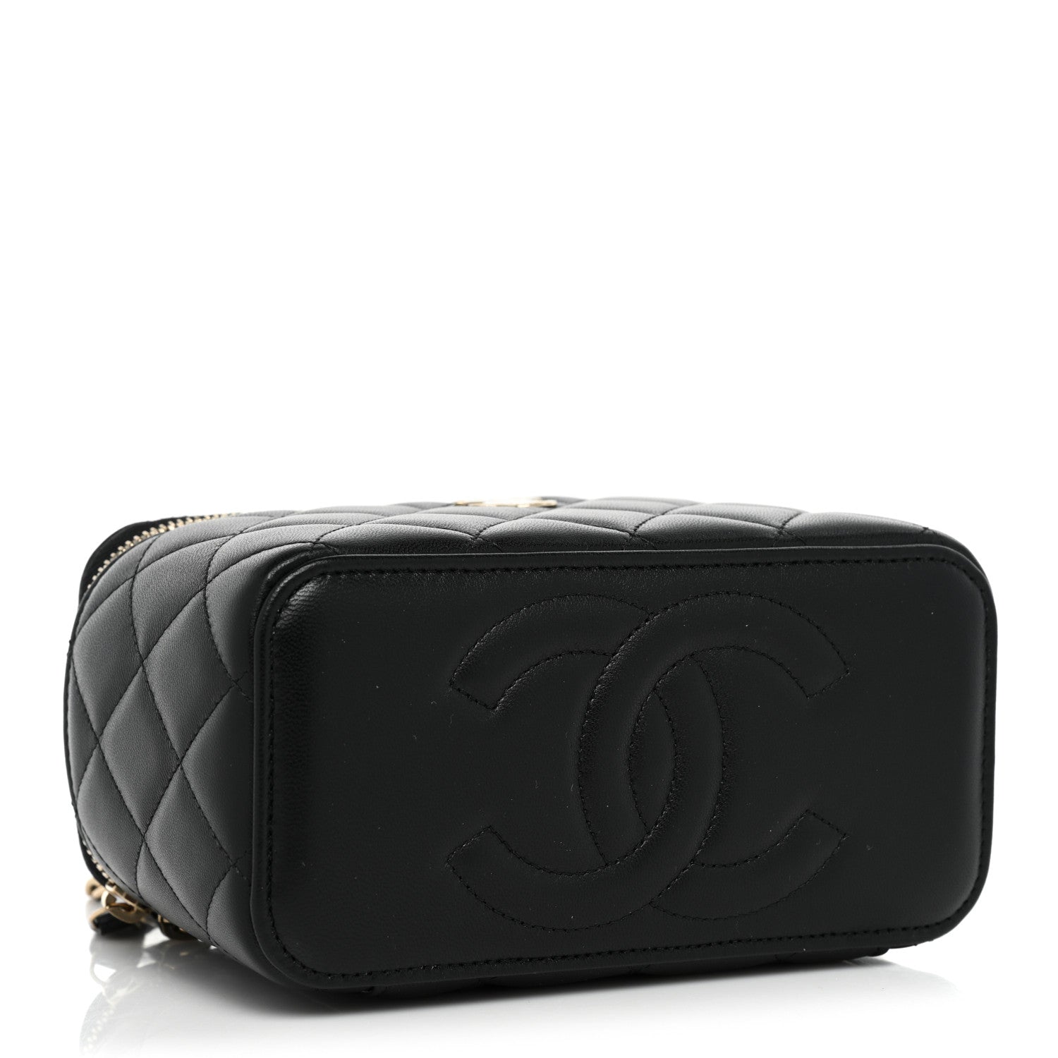Chanel Lambskin Quilted Small Top Handle Vanity Case With Chain Black 4 of 9