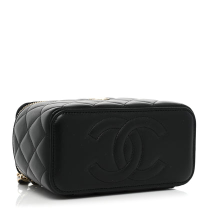 Chanel Lambskin Quilted Small Top Handle Vanity Case With Chain Black 4 of 9