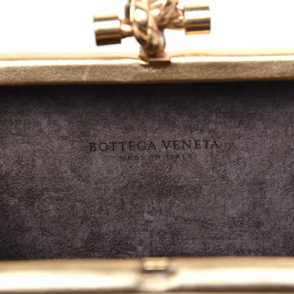 Bottega Veneta Gilded Waxed Leather Knot Clutch Gold White 11 of 11