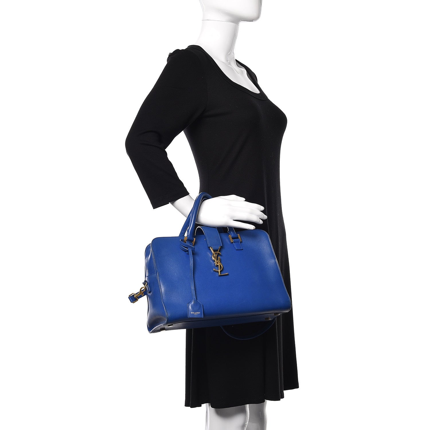 Saint Laurent Calfskin Small Monogram Cabas Blue Majorelle 3 of 16